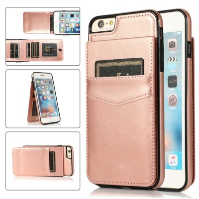 For iPhone SE 3 (2022) SE/8/7 Wallet ID Card Holder Case Cover - Rose Gold