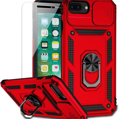 For iPhone SE 3 (2022) SE/8/7 Well Protective Magentic Ring Stand Camera Protective Cover Case - Red