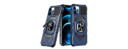 For iPhone SE 3 (2022) SE/8/7 CHIEF Oil Painted Magnetic Ring Stand Hybrid Case Cover - Dark Blue