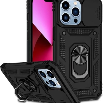 For iPhone SE 3 (2022) SE/8/7 Well Protective Magentic Ring Stand Camera Protective Cover Case - Black