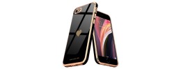 For iPhone SE2/8/7 Card Holder (Upto 2) with Mirror Hybrid Shockproof Case Cover - Rose Gold