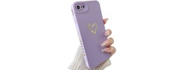 For iPhone SE3 Bronze Gold Layer Design Hybrid Cover Case - Hearts Rainbow Love