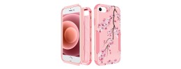 For iPhone SE3/SE2/i8/i7 Exotic ShockProof Design Hybrid Case Cover - Pink Floral