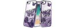 For iPhone SE4 Butterfly Freedom Shimmer Glitter Thick TPU Case Cover - Purple
