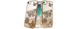For iPhone SE4 Butterfly Freedom Shimmer Glitter Thick TPU Case Cover - Rose Gold