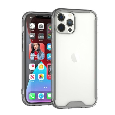 For iPhone SE4 Colored Shockproof Transparent Hard PC TPU Hybrid - Clear/Clear