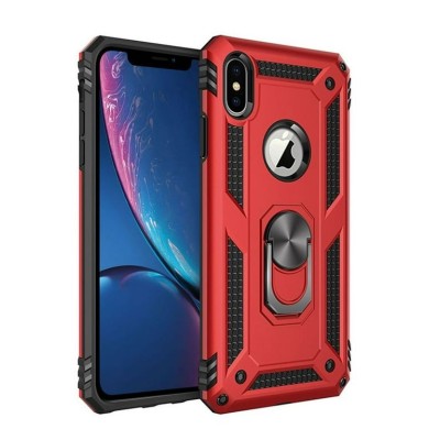 For iPhone SE4 Exquisite Tough Shockproof Hybrid Case Cover - Red