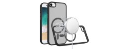 For iPhone SE4 Finest Transparent Thick Acrylic Hybrid Metal Buttons Cover Case - Black