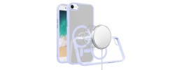 For iPhone SE4 Finest Transparent Thick Acrylic Hybrid Metal Buttons Cover Case - Blue