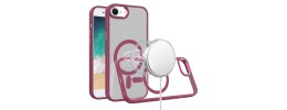 For iPhone SE4 Finest Transparent Thick Acrylic Hybrid Metal Buttons Cover Case - Burgundy