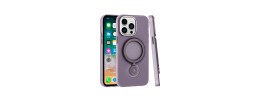 For iPhone SE4 Hoop Kickstand [Magnetic Circle] HD Transparent Chrome Hybrid - Purple