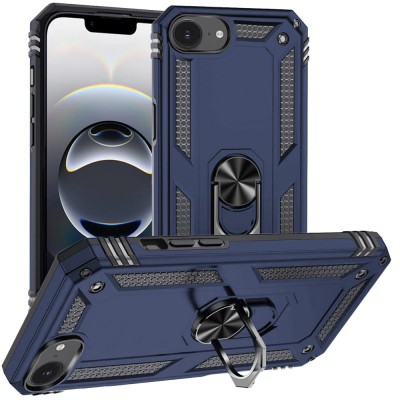 For iPhone SE4 Magnetic Ring Stand Classic Design FULL Camera Protection Hybrid Case - Blue