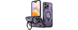 For iPhone SE4 Magnetic Ring Stand Classic Design FULL Camera Protection Hybrid Case - Dark Purple