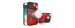 For iPhone SE4 Magnetic Ring Stand Classic Design FULL Camera Protection Hybrid Case - Red