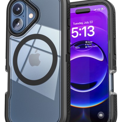 For iPhone SE4 Noble lined shockproof dual layer hybrid with Holster - Black/Black