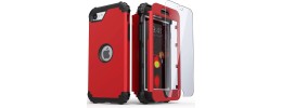 For iPhone SE4 Noble lined shockproof dual layer hybrid with Holster - Red/Black