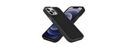 For iPhone SE4 Polished Oil Thick Acrylic Metal Button Hybrid Case Cover - Black
