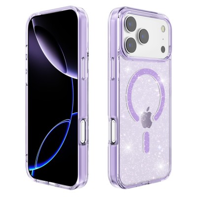 For iPhone SE4 SPLENDID Diamond Glitter Ornaments Engraving Case Cover - Enchanted Butterfly Purple