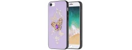 For iPhone SE4 SPLENDID Diamond Glitter Ornaments Engraving Case Cover - Garden Butterflies Purple