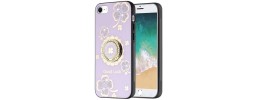 For iPhone SE4 SPLENDID Diamond Glitter Ornaments Engraving Case Cover - Good Luck Floral Purple