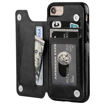 For iPhone SE4 Wallet ID Card Holder - Black