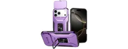 For iPhone 17 Pro Max Complete Magnetic Metal Ring Stand  Camera Protection Hybrid - Purple