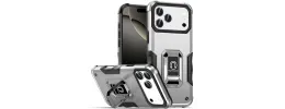 For iPhone 17 Pro Max OPTIMUM Magnetic Ring Stand Hybrid Case  Cover - Silver