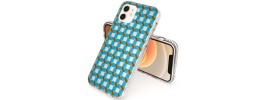 For iPhone 12 Pro Max 6.7 Trendy Fashion Design Hybrid Case Cover - Blue Squares