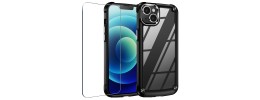 For iPhone XR Acrylic [Magnetic Circle] Tough 2.5mm Transparent ShockProof Hybrid - Black