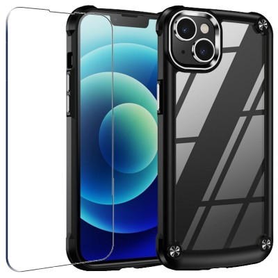 For iPhone XR Acrylic [Magnetic Circle] Tough 2.5mm Transparent ShockProof Hybrid - Black