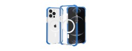 For iPhone XR Acrylic [Magnetic Circle] Tough 2.5mm Transparent ShockProof Hybrid - Blue