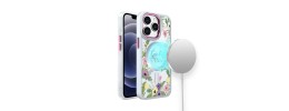 For iPhone XR Design Quotation [Magnetic Circle] Transparent Shockproof Hybrid - Floral B