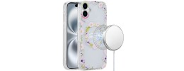 For iPhone XR Double Layer Design IMD TPU Case - Yellow/Purple Floral