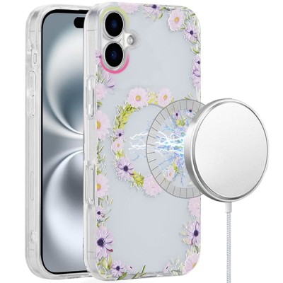 For iPhone XR Double Layer Design IMD TPU Case - Yellow/Purple Floral