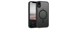 For iPhone XR Flap Magnetic Ring Transparent Hybrid - Black