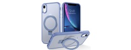 For iPhone XR Flap Magnetic Ring Transparent Hybrid - Blue
