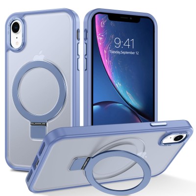 For iPhone XR Flap Magnetic Ring Transparent Hybrid - Blue