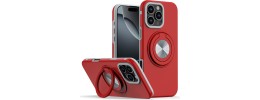 For iPhone XR Metal CD Pattern Matte Finished Hybrid with Rotational Ring [Car Mount Friendly] Case - Red