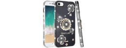 For iPhone XR Splendid Glitter with Diamonds All Around Edges Ring Stand - Black