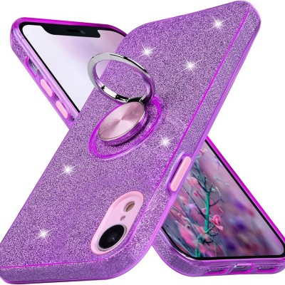 For iPhone XR Splendid Glitter with Diamonds All Around Edges Ring Stand - Purple