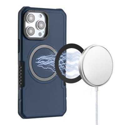 For iPhone 12 & iPhone 12 Pro Grip [Magneti Circle] Metal Shockproof Hybrid - Dark Blue