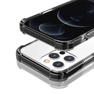 For iPhone SE 3 (2022) SE/8/7 Acrylic Tough 2.5mm Transparent ShockProof Hybrid Case Cover - Black