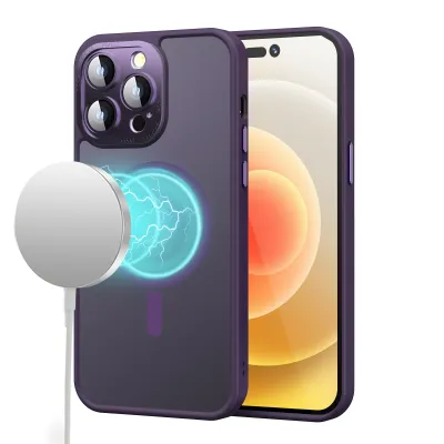 For iPhone 15 Complete Protection HQ Hybrid with Metal Tempered Camera Glass - Purple