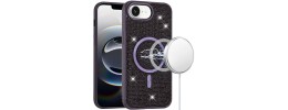 For iPhone 16E (E edition) / SE4 (2025) Diamond [Magnetic Circle]  with CD Pattern Hybrid - Purple