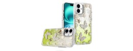 For iPhone 17 Pearls Epoxy Glitter Ornaments Design Chrome  Edged Case - 1