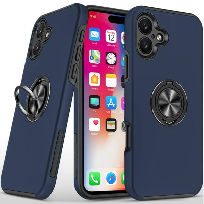 For iphone X/XS CHIEF Oil Painted Magnetic Ring Stand Hybrid Case Cover - Dark Blue