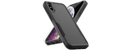For iphone X/XS Exquisite Tough Shockproof Hybrid Case Cover - Black