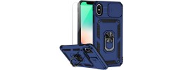 For iphone X/XS Ring Magnetic Kickstand Hybrid Case Cover - Blue