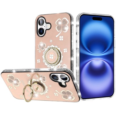 For iphone X/XS SPLENDID Diamond Glitter Ornaments Engraving Case Cover - Garden Butterflies Gold