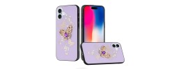 For iphone X/XS SPLENDID Diamond Glitter Ornaments Engraving Case Cover - Good Luck Floral Purple
